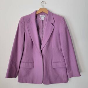 Pendleton 100% Virgin Wool Blazer Size 6 Petite Lilac Lined Classic Career Jacke